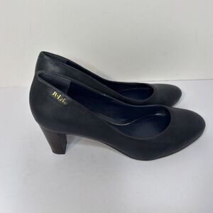 Lauren Ralph Lauren Harper Black Leather Pumps Womens Designer Heels